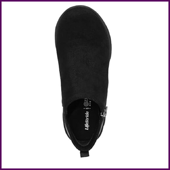 Women's Comfort Ankle Bootie Side Zip Stretch Leather Lug Sole - Picture 6 of 8